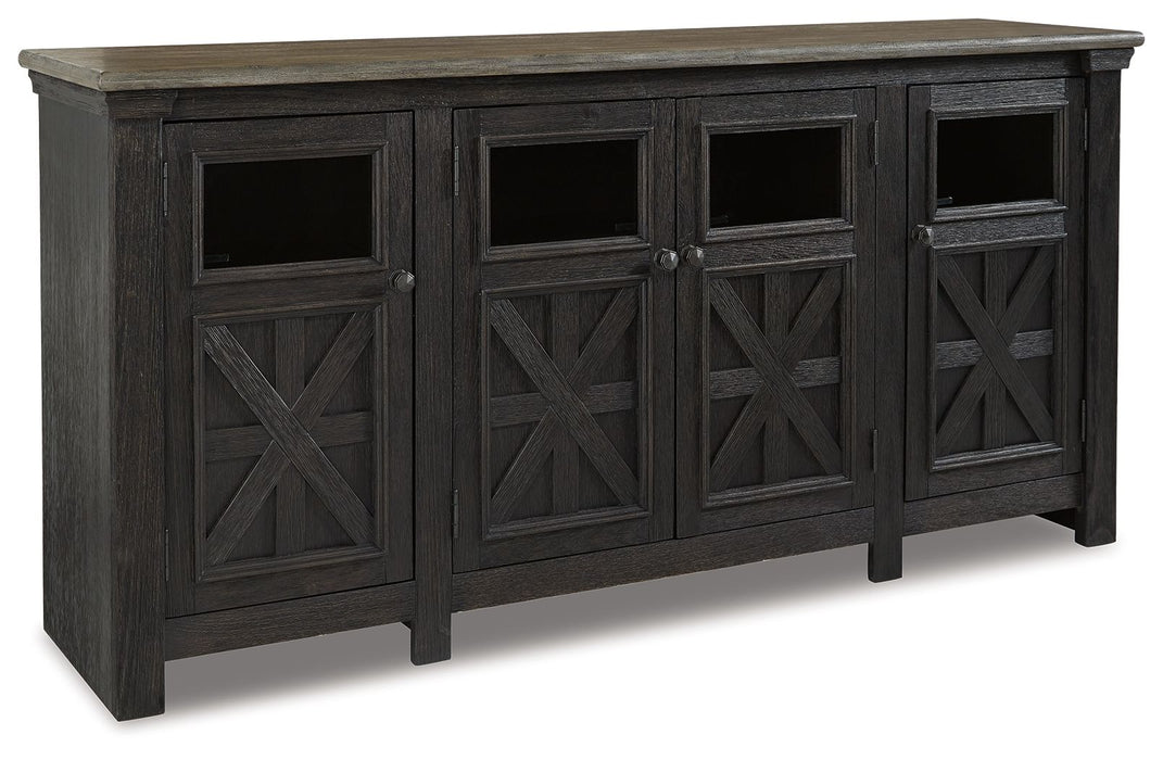 Tyler Creek - Extra Large TV Stand - Black / Gray