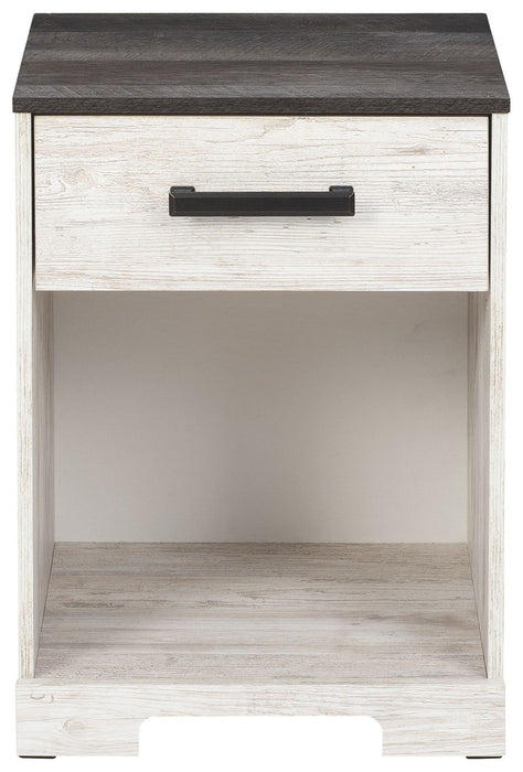 Shawburn - One Drawer Night Stand - Whitewash / Charcoal Gray