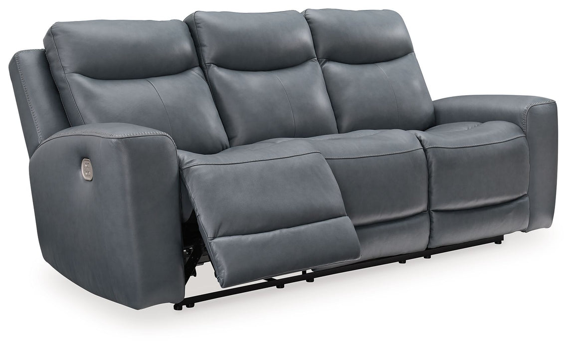 Mindanao - Pwr Reclining Sofa With Adj Headrest - Leather Match - Steel