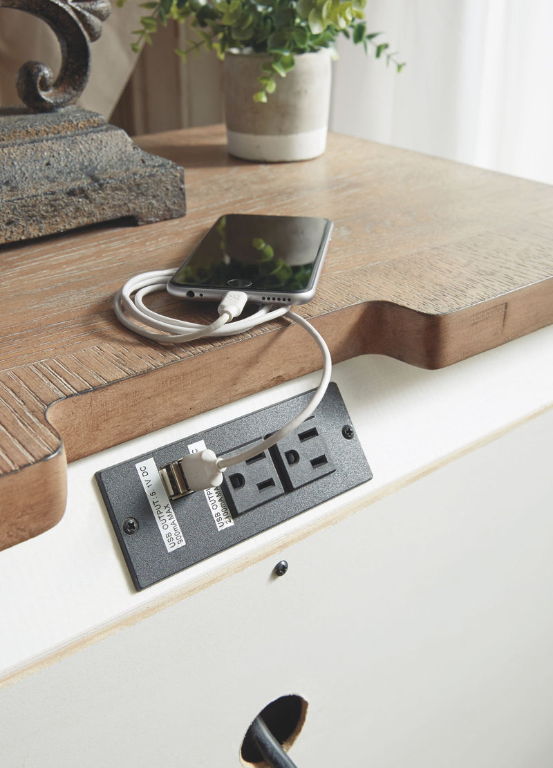 Realyn - Three Drawer Night Stand - White / Brown / Beige