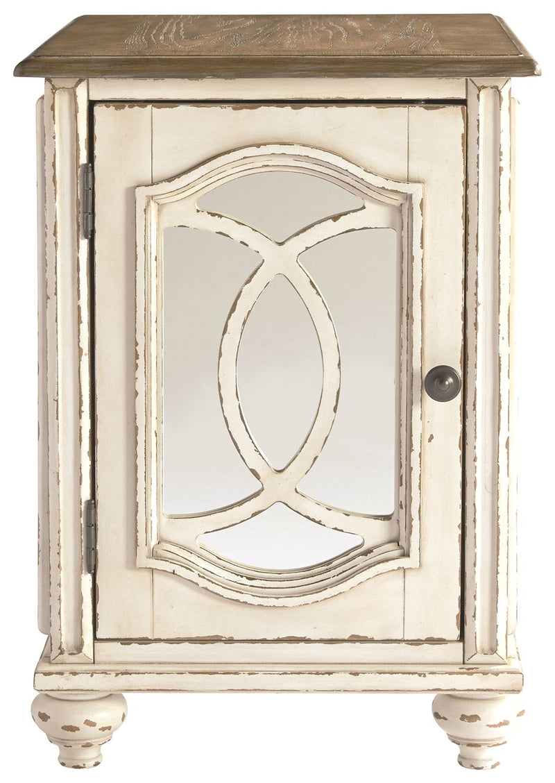 Realyn - Chair Side End Table - Insert Mirror - White / Brown