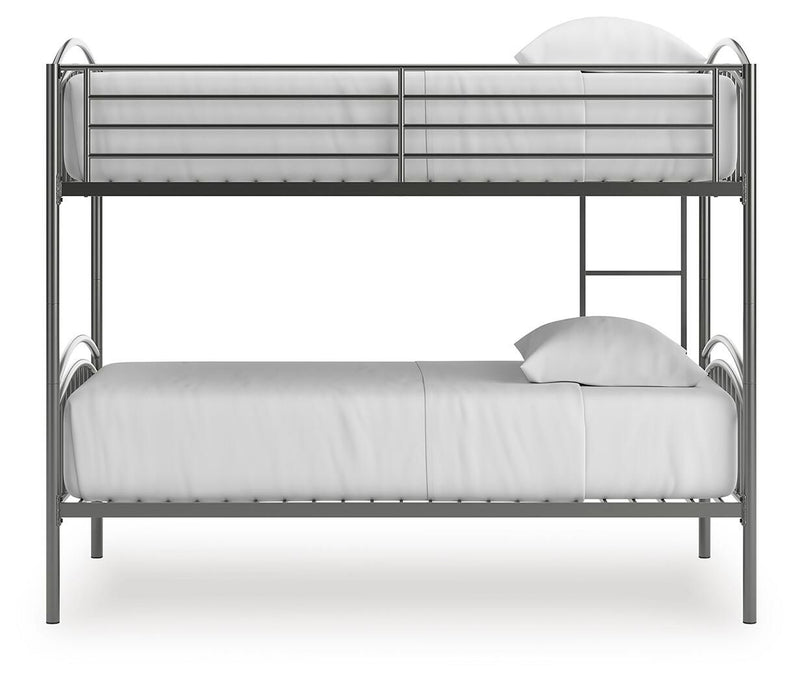 Lanceburg - 3 Pc. - Twin Over Twin Bunk Bed And 2 Mattresses - Gray