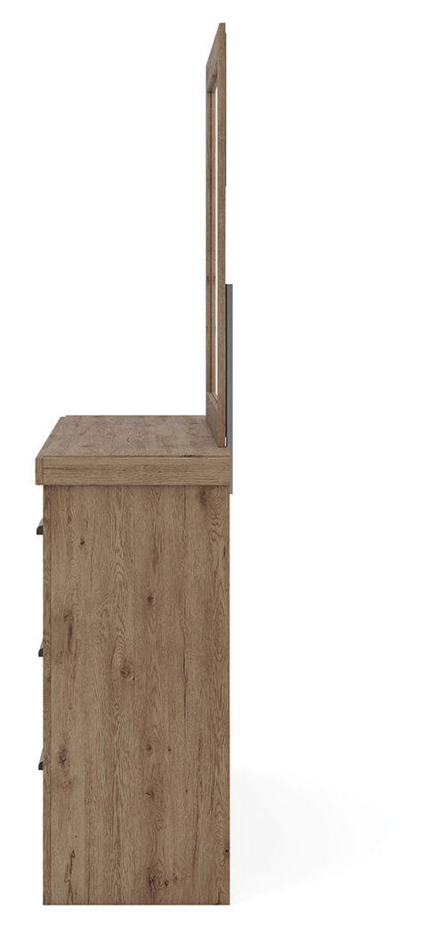 Oliandon - 3 Pc. - Queen Panel Bed, Dresser And Mirror - Light Brown