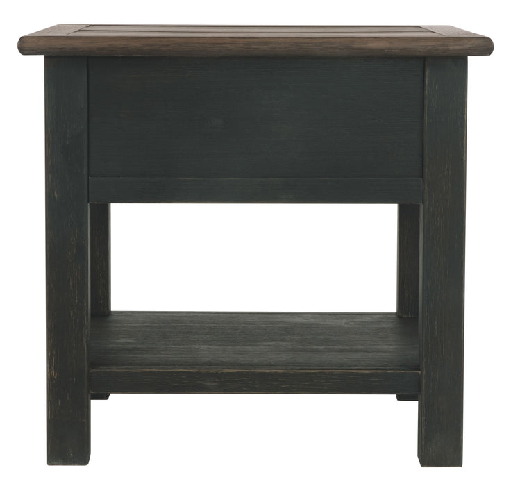 Tyler Creek - Rectangular End Table - Grayish Brown / Black