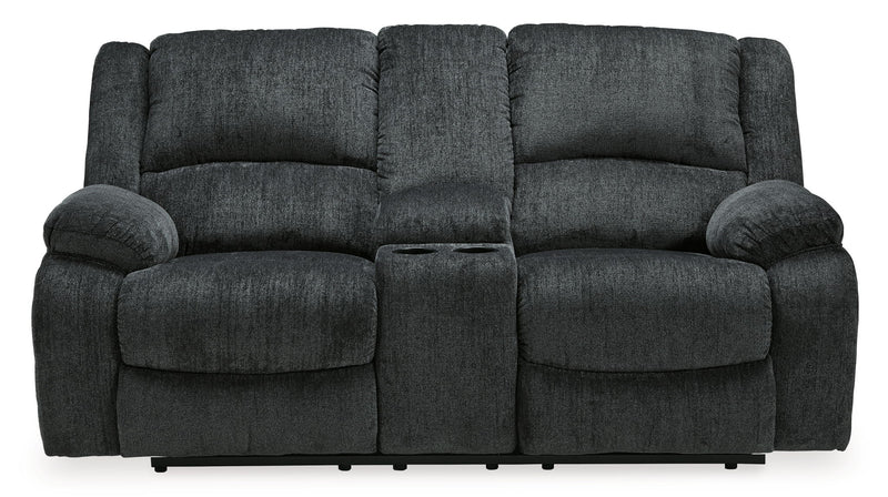 Draycoll - Dbl Reclining Power Loveseat W/Console - Fabric - Slate