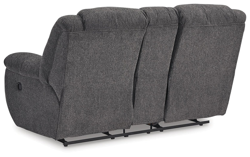 Foreside - Dbl Reclining Loveseat With Console - Fabric - Charcoal
