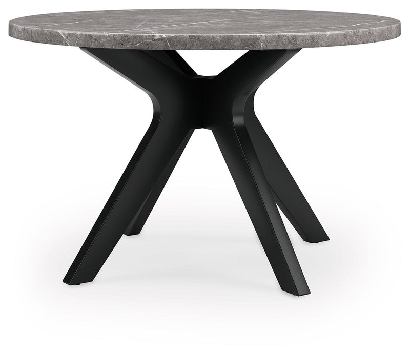 Glinari - Round Dining Room Table - Taupe / Black