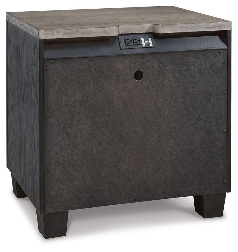 Foyland - Two Drawer Night Stand - Black / Brown