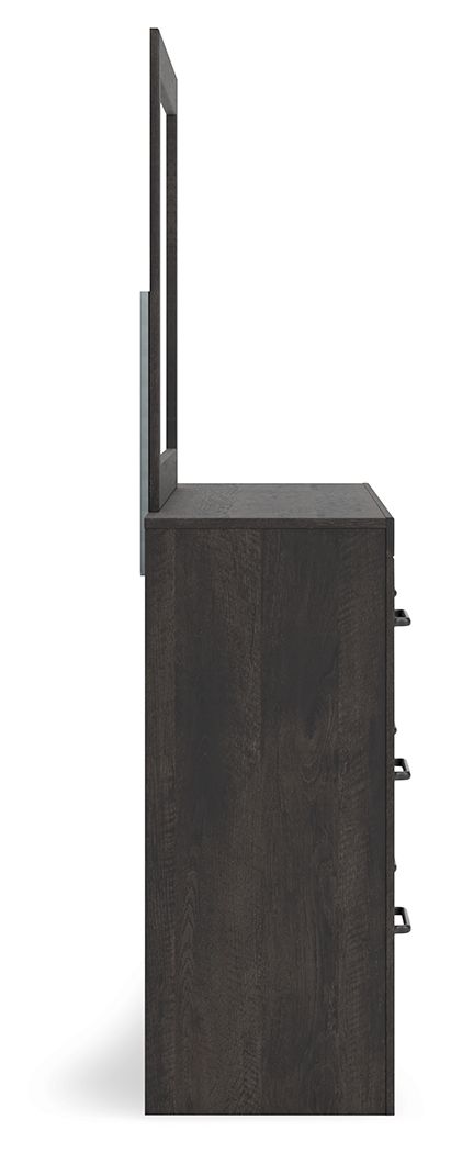 Hollivern - 4 Pc. - Twin Panel Storage Bed, Dresser, Mirror And Chest - Dark Gray