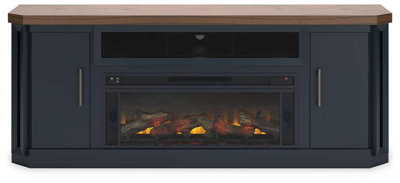 Landocken - 83" TV Stand With Electric Fireplace - Two-tone