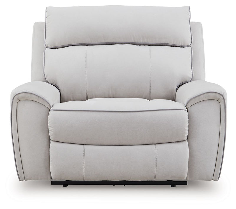 Social Pointe - Power Recliner / Adjustable Headrest - Pearl / Ash