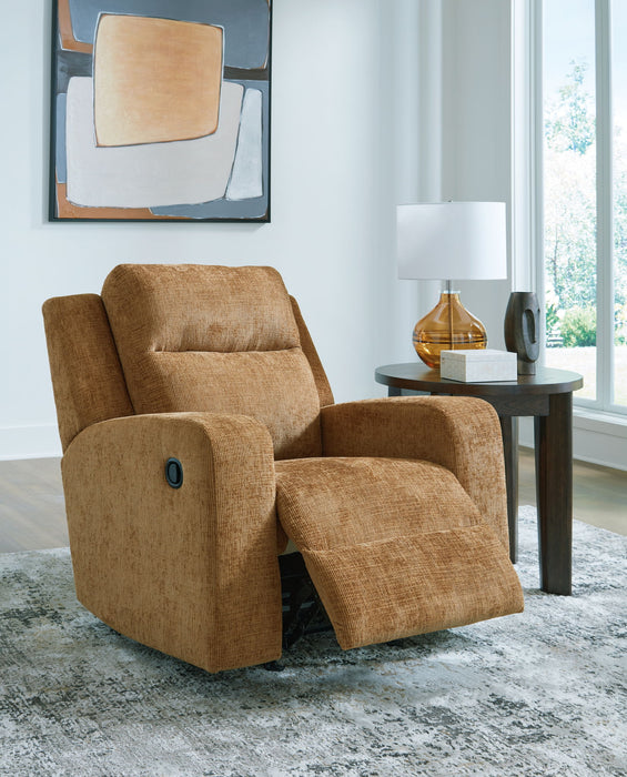 Kanlow - Rocker Recliner - Fabric - Honey