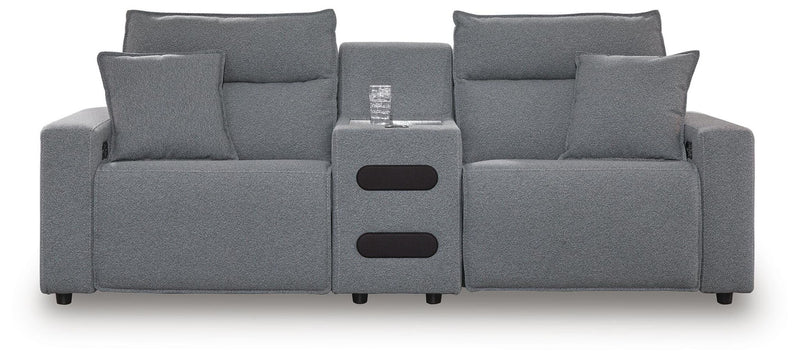 Modmax II - 3-Piece Power Reclining Sectional With Audio Console - Salt And Pepper - Next-Gen Nuvella