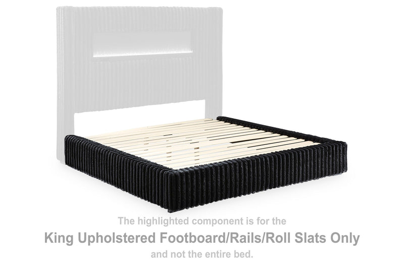 Tayleena - King Upholstered Footboard / Rails / Roll Slats - Black