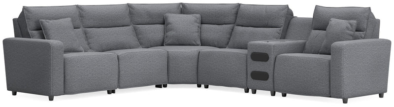 Modmax II - 6-Piece Power Reclining Sectional With Audio Console - Salt And Pepper - Next-Gen Nuvella