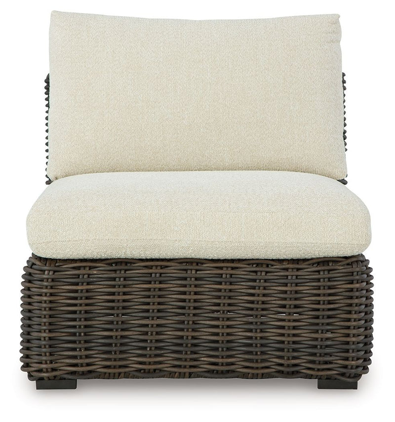 Kimora - Armless Chair With Cushion - Beige / Dark Brown