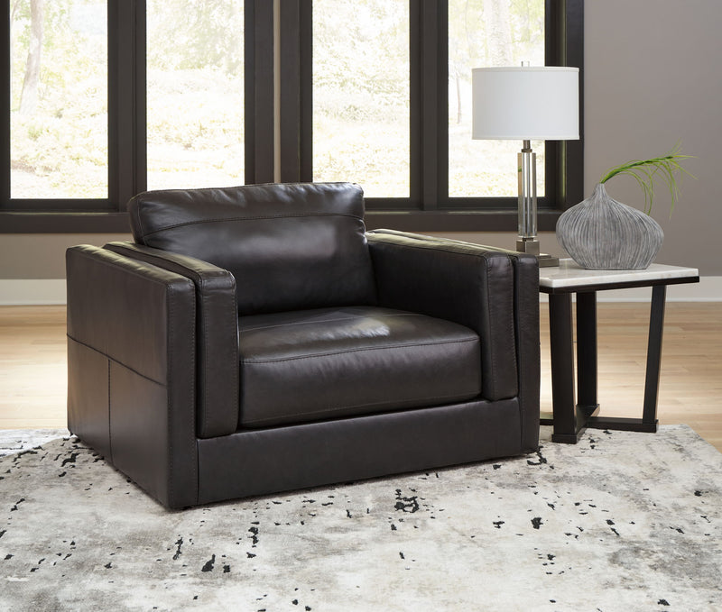 Amiata - Chair And A Half - Leather Match - Onyx