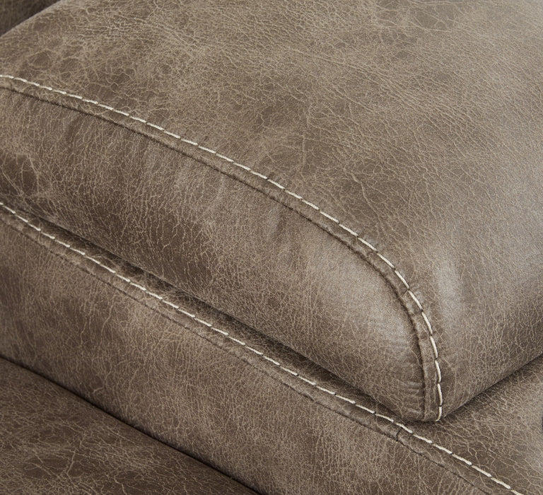 Ravenel - 4-Piece Power Reclining Sectional With Raf Power Reclining Loveseat With Console - Faux Leather - Fossil