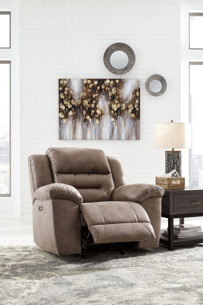 Stoneland - Power Rocker Recliner - Faux Leather - Fossil
