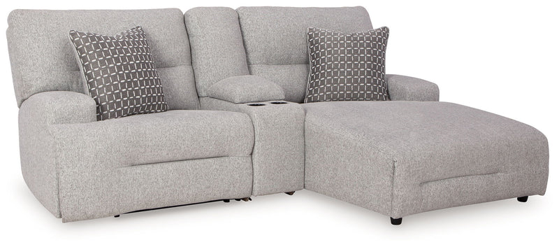 Acklen Place - 4 Pc. - 3-Piece Power Reclining Sectional Sofa With Raf Chaise, Wide Seat Power Recliner - Pewter