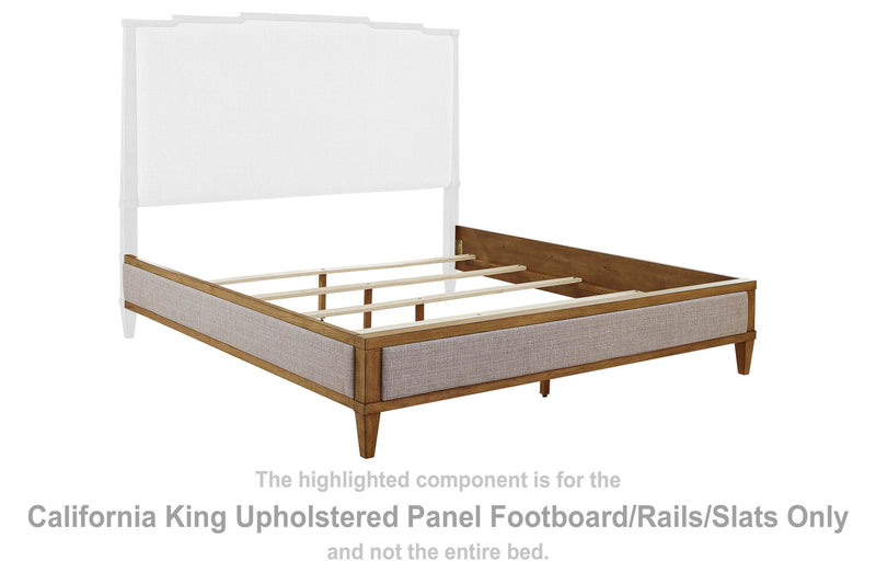 Sharlance - California King Upholstered Panel Footboard/Rails/Slats - Green / Brown