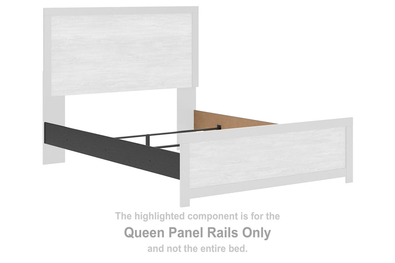 Broachmyn - Queen Panel Rails - Black - Wood