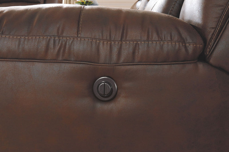 Stoneland - Power Reclining Sofa - Faux Leather - Chocolate