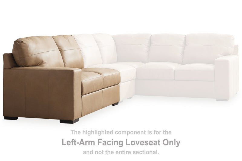 Bandon - Laf Loveseat - Leather Match - Toffee