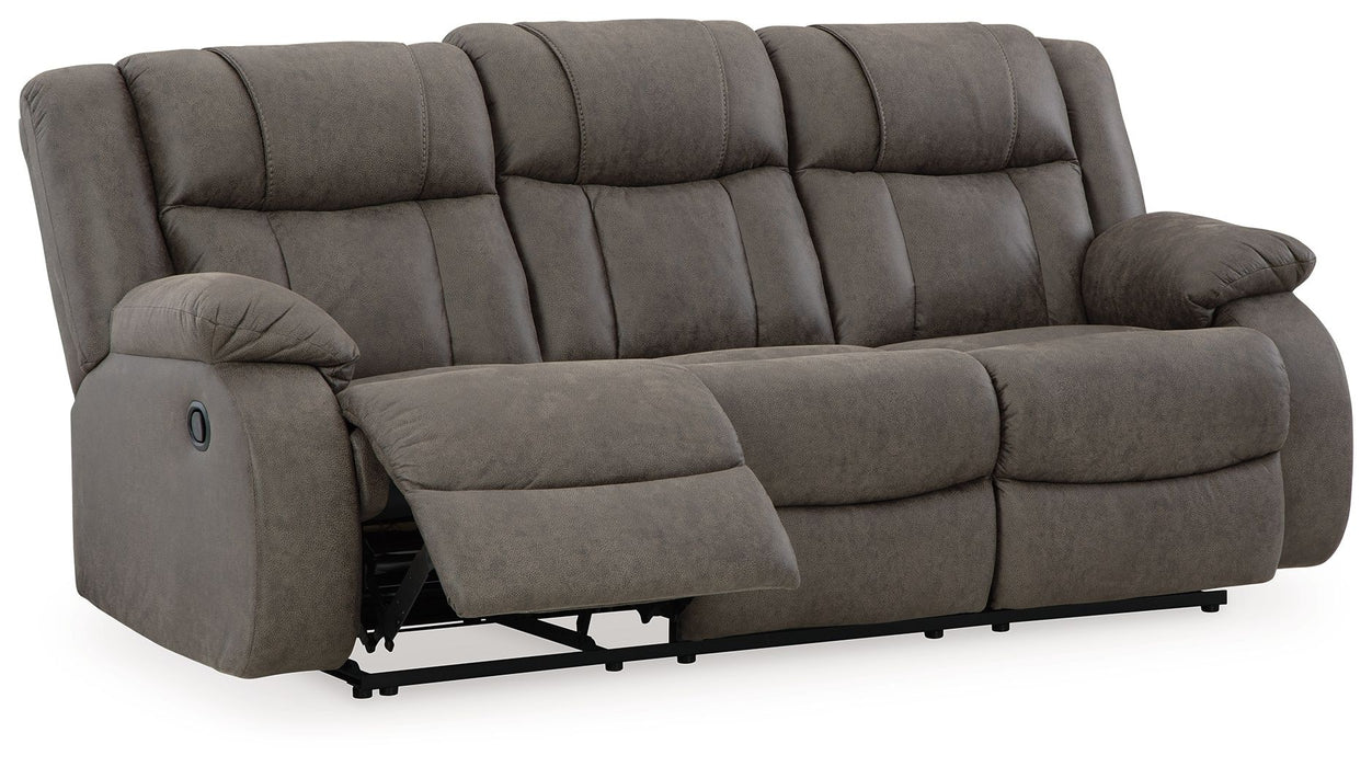 First Base - Reclining Sofa - Faux Leather - Gunmetal