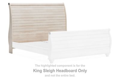 Willowton - King Sleigh Headboard with Faux Plank Design - Whitewash