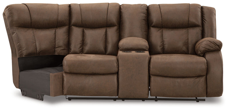 Trail Boys - Raf Reclining Loveseat With Console - Faux Leather - Walnut