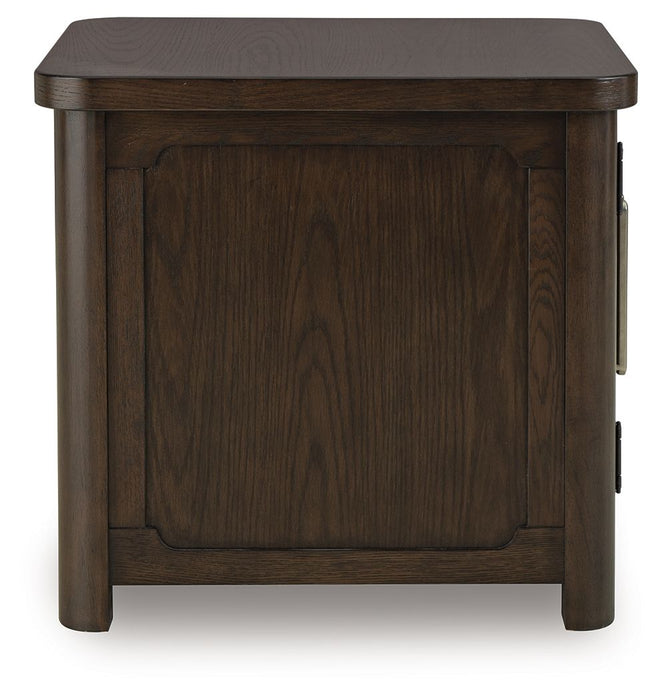 Breckington - Rectangular 2-door End Table - Dark Brown