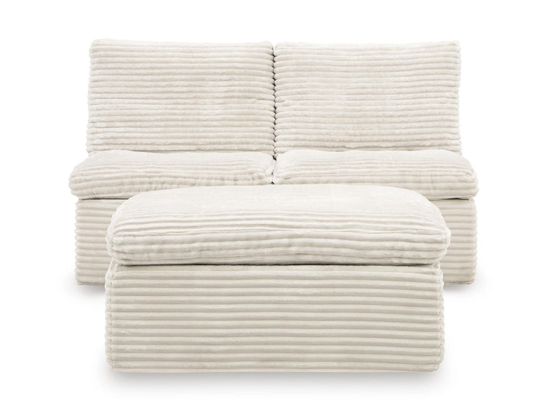 Fannin - 2 Armless Chairs With Ottoman (Set of 3) - Ivory