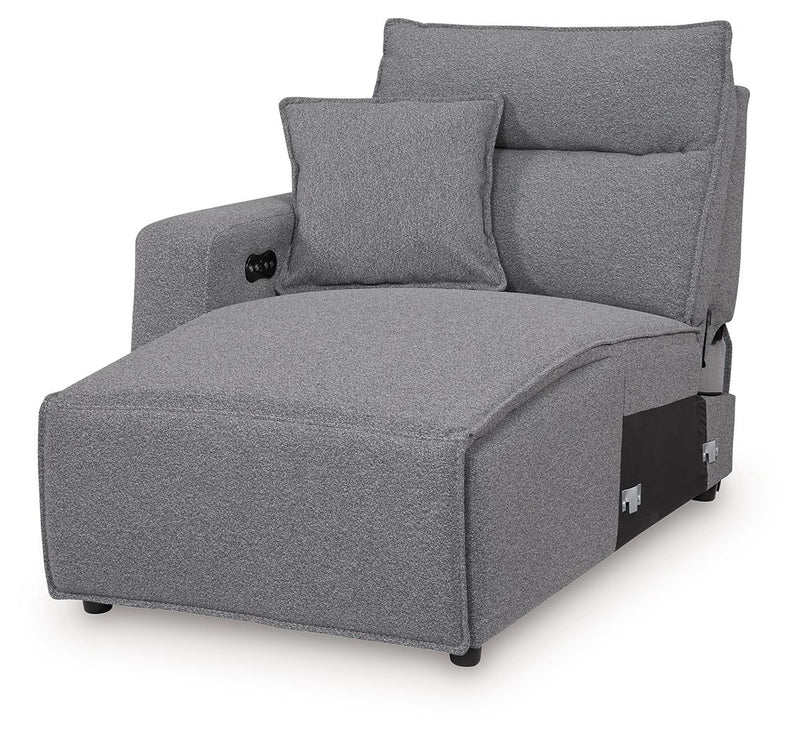 Modmax II - 8-Piece Power Reclining Sectional With LAF Press Back Power Chaise And Console - Salt And Pepper