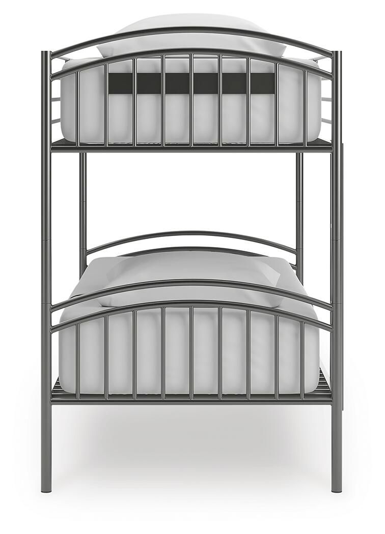 Lanceburg - 3 Pc. - Twin Over Twin Bunk Bed And 2 Mattresses - Gray