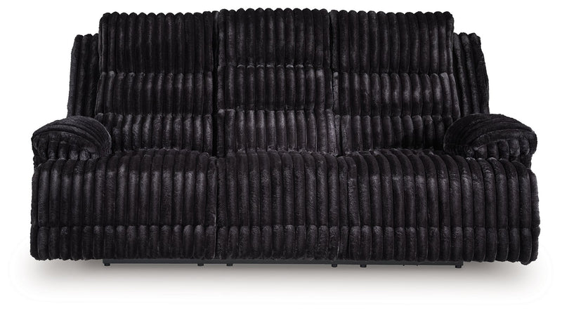 Rhine Falls - Reclining Power Sofa With Drop Down Table - Onyx