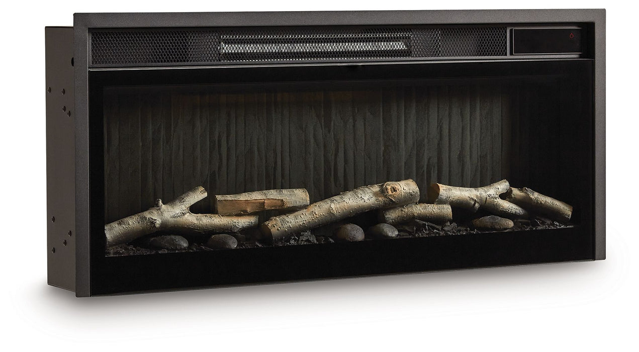 Entertainment Accessories - Fireplace Insert With Faux Birch Log Set - Black