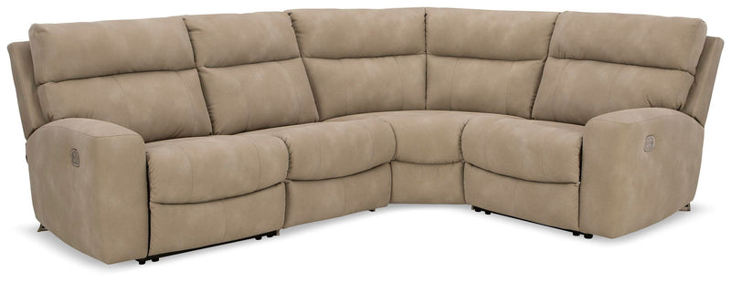 Next-Gen Durapella - 4-Piece Power Reclining Sectional - Sand - Faux Leather