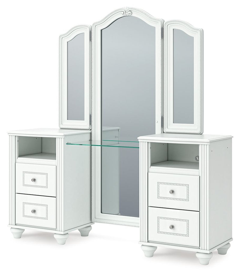 Kozlani - 3 Pc. - Vanity, Mirror And Stool - White