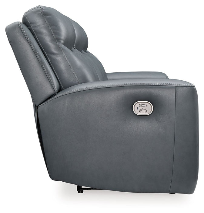 Mindanao - Pwr Reclining Sofa With Adj Headrest - Leather Match - Steel