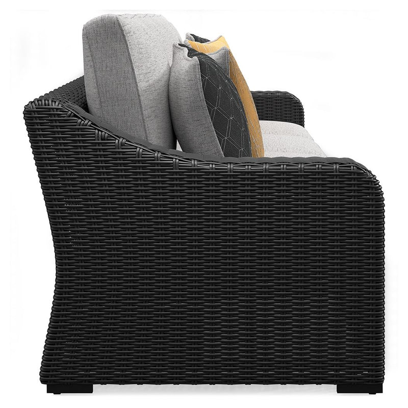 Beachcroft - 2-Piece Outdoor Loveseat with Cushion - Black / Light Gray