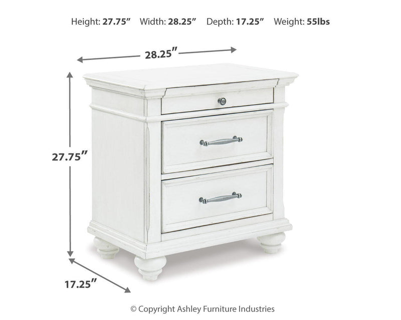 Kanwyn - Three Drawer Night Stand - Whitewash