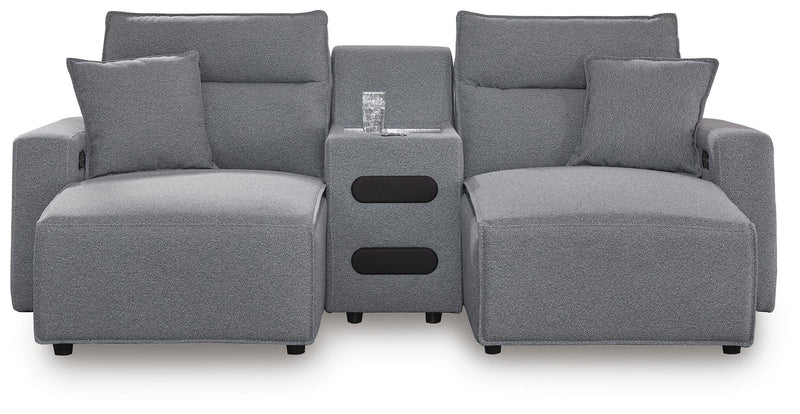 Modmax II - 3-Piece Power Reclining Sectional With Double Chaise And Audio Console - Salt And Pepper - Next-Gen Nuvella