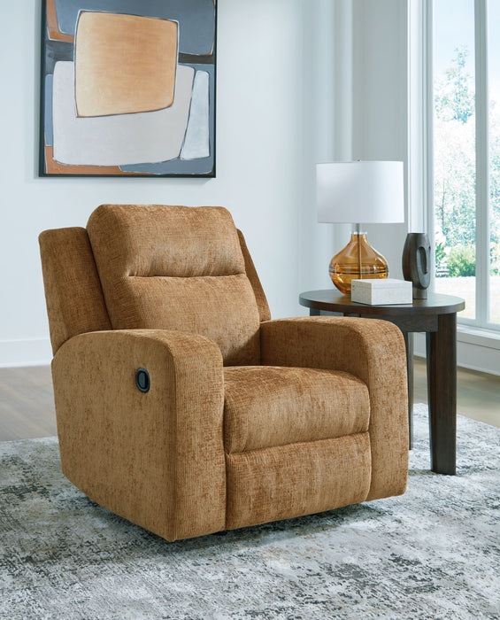 Kanlow - Rocker Recliner - Fabric - Honey