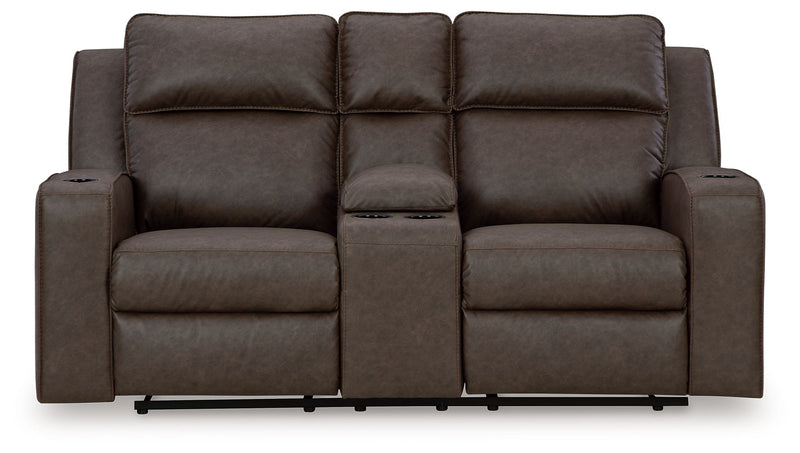 Lavenhorne - Dbl Reclining Loveseat W/Console - Faux Leather - Granite