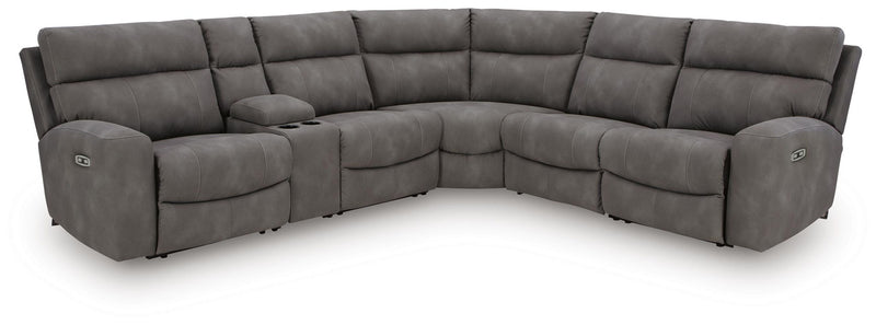 Next-Gen Durapella - 6-Piece Power Reclining Sectional With Storage Console - Slate - Faux Leather
