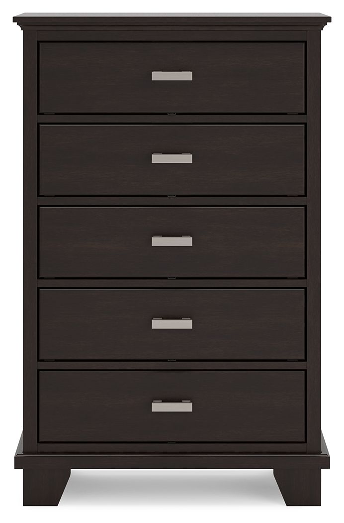 Covetown - Five Drawer Chest - Dark Brown