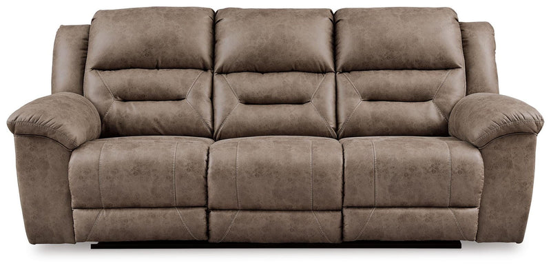 Stoneland - Reclining Power Sofa - Fossil - Faux Leather