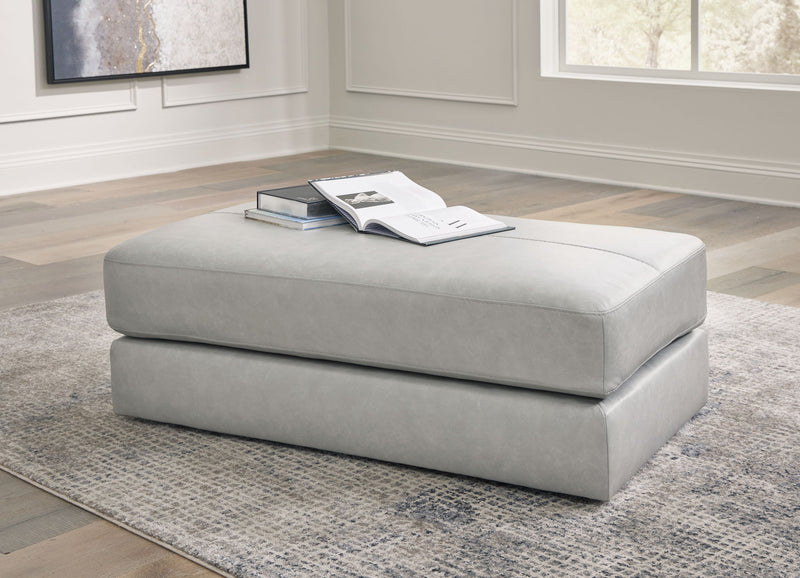 Amiata - Oversized Accent Ottoman - Leather Match - Glacier