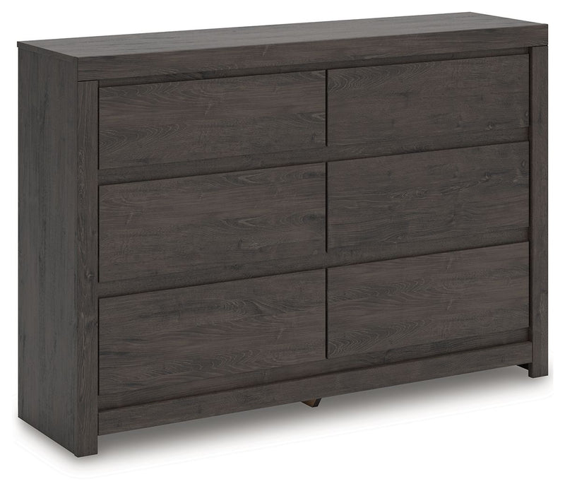 Fraluna - Six Drawer Dresser - Charcoal